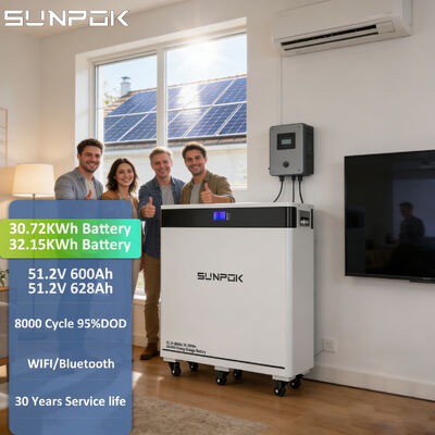 SUNPOK 8000 Cycles 48V 51.2V 600Ah 30kwh 60kwh LiFePo4 Li Lithium Batteries Back up Battery System Home Energy Storage
