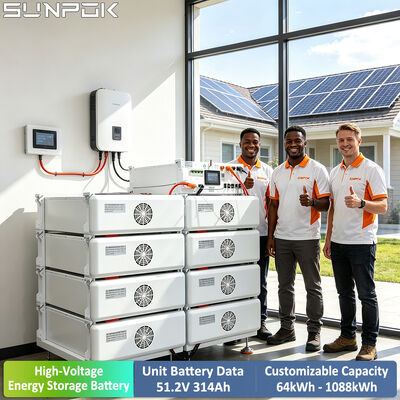 SUNPOK Split Rack-Mounted High Voltage 51.2V 314Ah LiFePo4 Lithium Battery Pack Hybrid Off Grid Home Industry Energy Storage