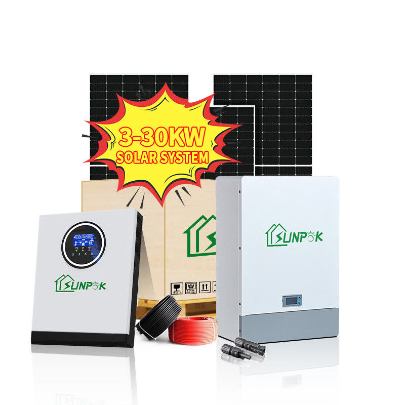 格子太陽エネルギーのキット5kwh 10kwh 15kwh 20kwh 25kwh 30kwhの格子雑種の太陽エネルギーインバーターを離れて完全なSunpok