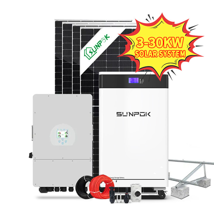 オフグリッドハイブリッドソーラーシステム 5kw 8kw 10kw 20kw ソーラーパワーシステム 完全ハイブリッドセット リチウムバッテリー付き
