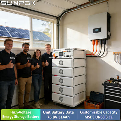 Sunpok 高電圧 76.8V 24KWH 314ah ラックマウントバッテリー HV LiFePO4 ソーラーリチウムバッテリー 家庭用エネルギー貯蔵システム