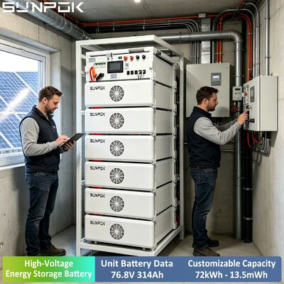 サンポック 高電圧 76.8V 314AH ブースト リチウム バッテリー 100kwh 200kwh 500kwh LiFePO4 バッテリーシステム
