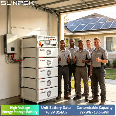 SUNPOK 76.8V 314Ah ラック搭載 高圧電池パック 100kWh から 500kWh 産業用貯蔵用に拡張可能